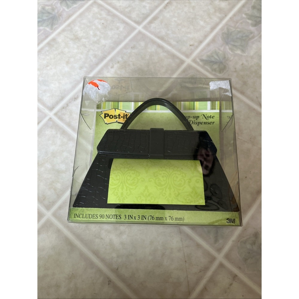 Post-it Pop-Up Note Dispenser BLACK Purse Pocketbook for 3" x 3" notepads new